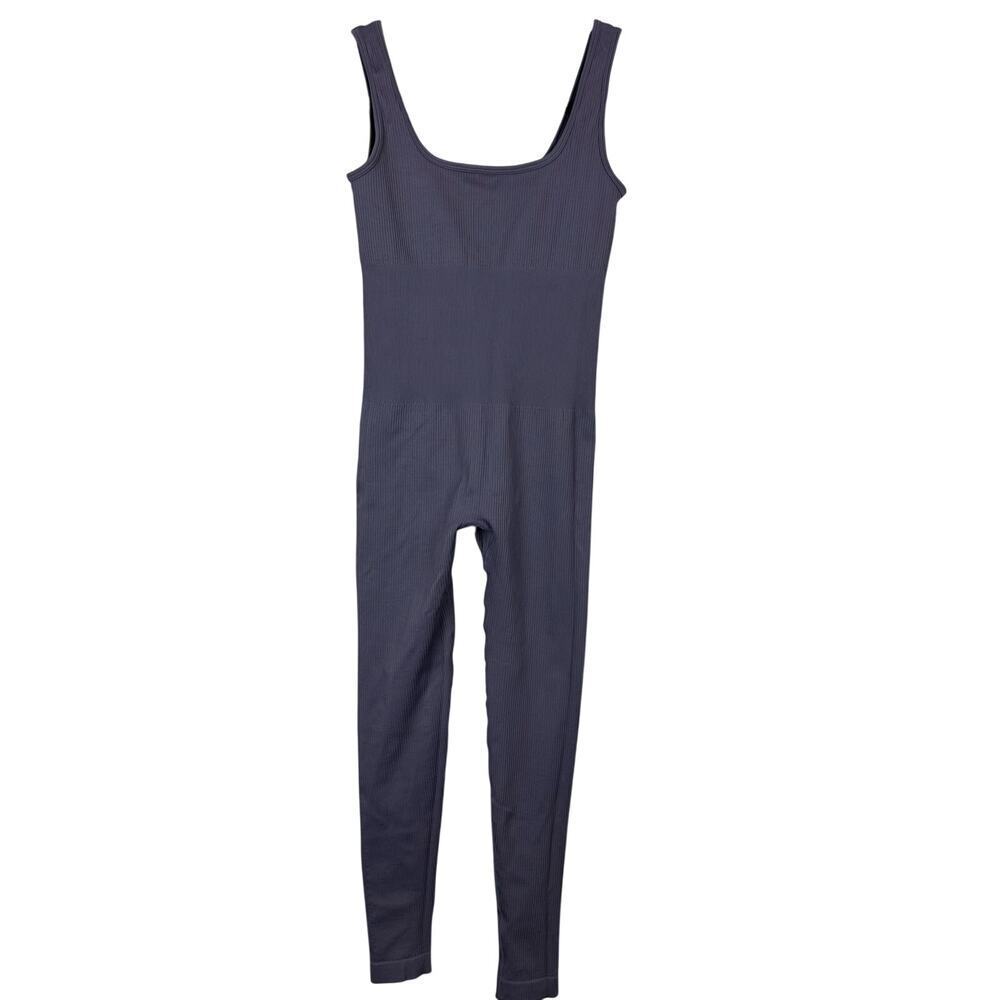 Ultra Violet Ribbed One Piece Active Jumpsuit Bodysuit Catsuit Gym Yoga Small